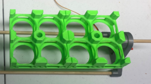 egg cradle assembly installed on a "3d egg leg" with dowels installed